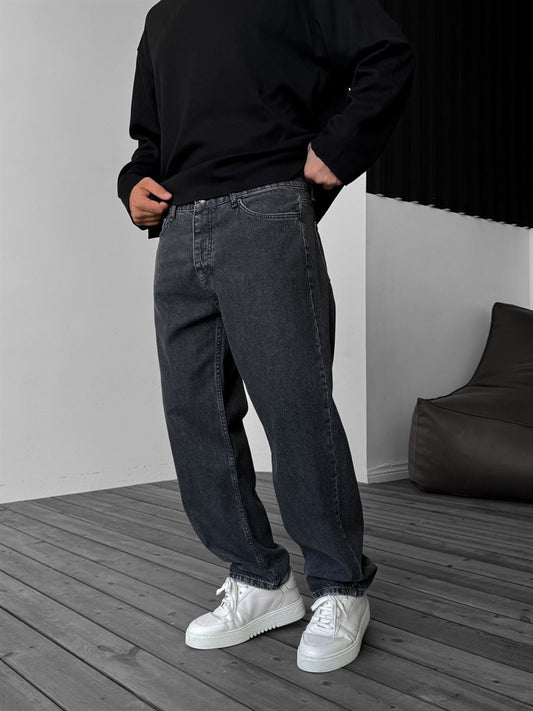 Washed Black Baggy Jean
