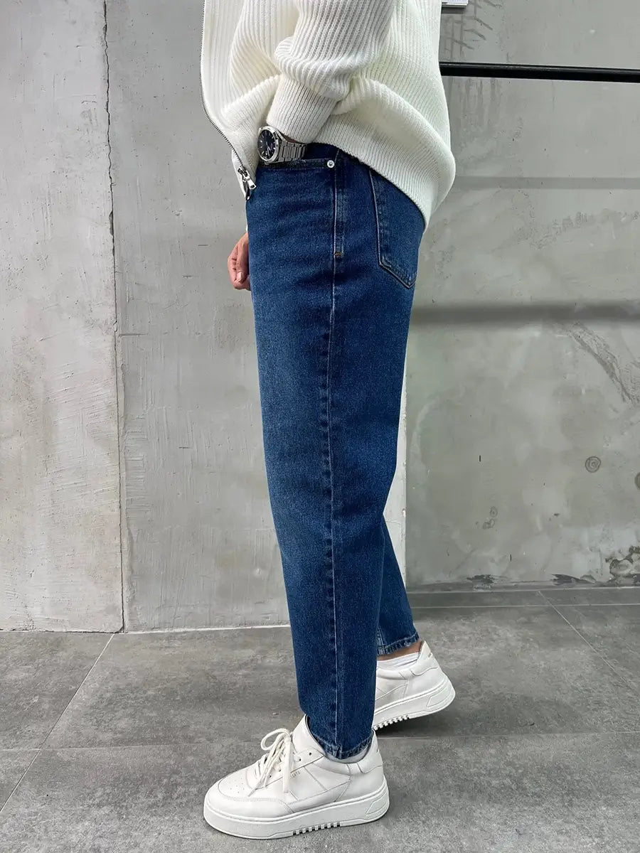Washed Blue Mom Fit Jean