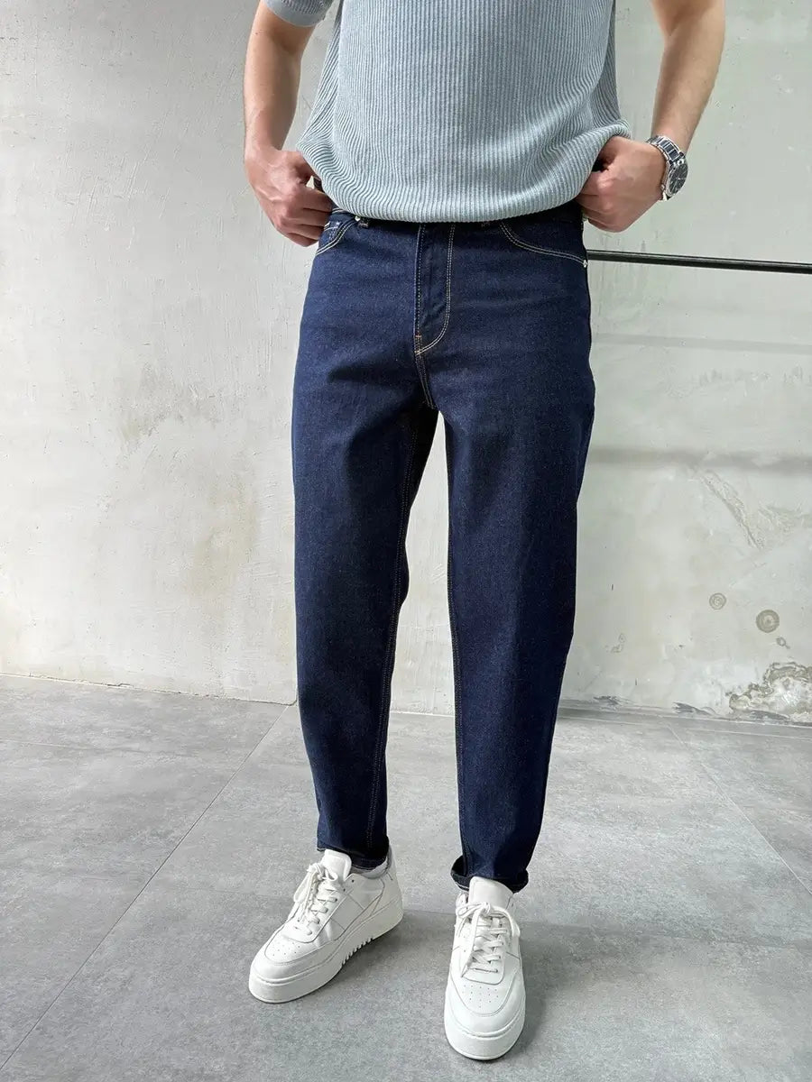 Petrol Blue Mom Fit Jean